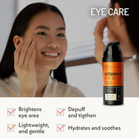 Eve Hansen Vitamin C Eye Gel for brightening under-eye area, reducing puffiness, tightening skin, and providing lightweight hydration.